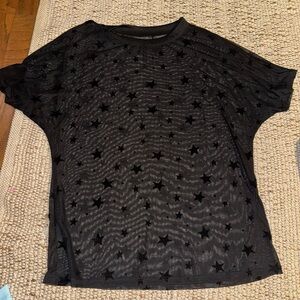 Black Star Pattern Sheer Top